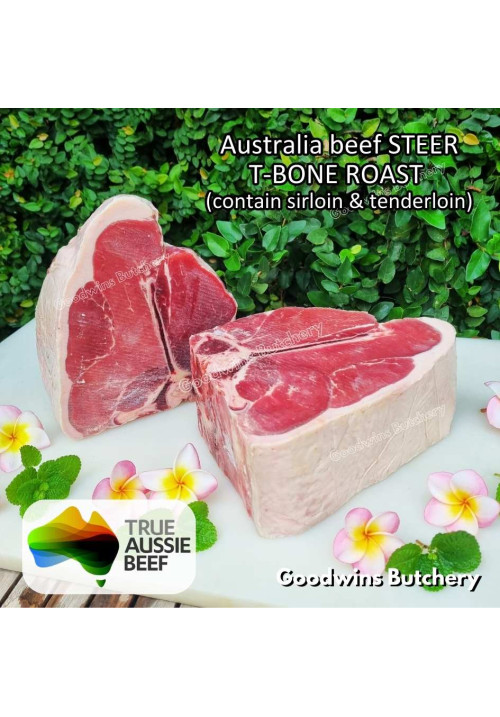 Beef T BONE PORTERHOUSE Australia STEER (young cattle) Healthy Beef frozen TBONE ROAST CUTS 6-10cm 2-3 kg/pc (price/kg)